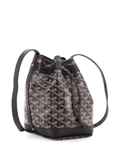 Pre-owned Goyard Petit Flot Coated Canvas Pm Bucket Bag In Black