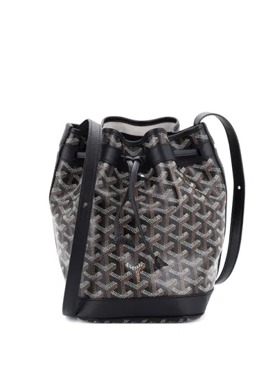 Pre-owned Goyard Petit Flot Coated Canvas Pm Bucket Bag In Brown