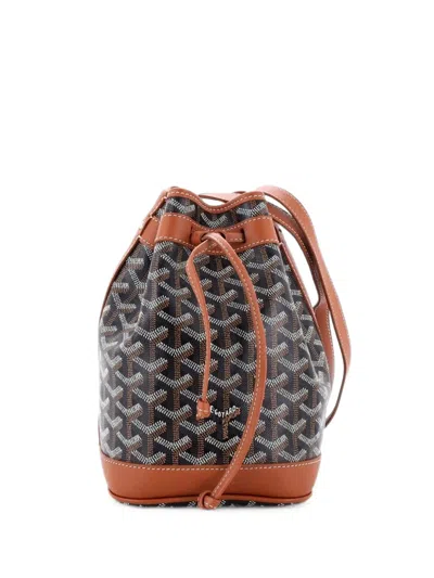 Pre-owned Goyard Petit Flot Coated Canvas Pm Bucket Bag In Brown