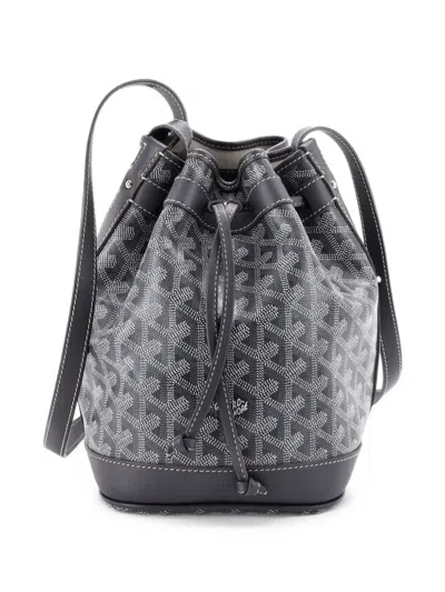 Pre-owned Goyard Petit Flot Coated Canvas Pm Bucket Bag In Grey