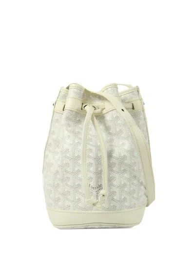 Pre-owned Goyard Petit Flot Patterned Bucket Bag In White