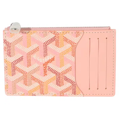 Pre-owned Goyard Pink Ine Canvas Bourbon Zip Card Holder