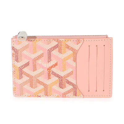 Pre-owned Goyard Pink Ine Canvas Bourbon Zip Card Holder