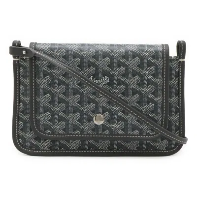 Pre-owned Goyard Plume Pouch Wallet Crossbody Bag Pvc In Gray