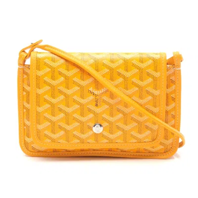 Pre-owned Goyard Plume Pouch Wallet Shoulder Bag Pvc Leather In Yellow