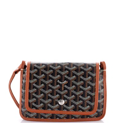 Pre-owned Goyard Plumet Clutch Wallet Coated Canvas In Black