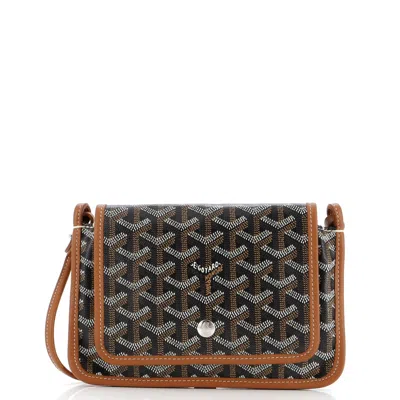 Pre-owned Goyard Plumet Clutch Wallet Coated Canvas In Black