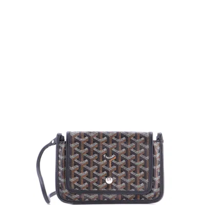 Pre-owned Goyard Plumet Clutch Wallet Coated Canvas In Black