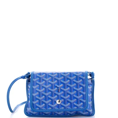 Pre-owned Goyard Plumet Clutch Wallet Coated Canvas In Blue