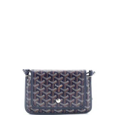 Pre-owned Goyard Plumet Clutch Wallet Coated Canvas In Blue