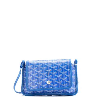 Pre-owned Goyard Plumet Clutch Wallet Coated Canvas In Blue