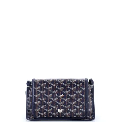 Pre-owned Goyard Plumet Clutch Wallet Coated Canvas In Blue