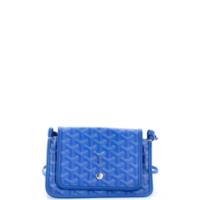 Pre-owned Goyard Plumet Clutch Wallet Coated Canvas In Blue