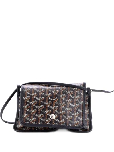 Pre-owned Goyard Plumet Clutch Wallet Coated Canvas Crossbody Bag In Black