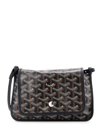 Pre-owned Goyard Plumet Clutch Wallet Coated Canvas Crossbody Bag In Black