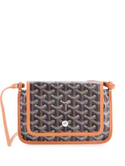 Pre-owned Goyard Plumet Clutch Wallet Coated Canvas Crossbody Bag In Black