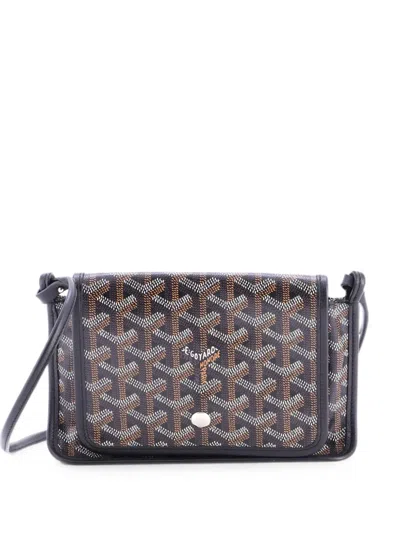 Pre-owned Goyard Plumet Clutch Wallet Coated Canvas Crossbody Bag In Black