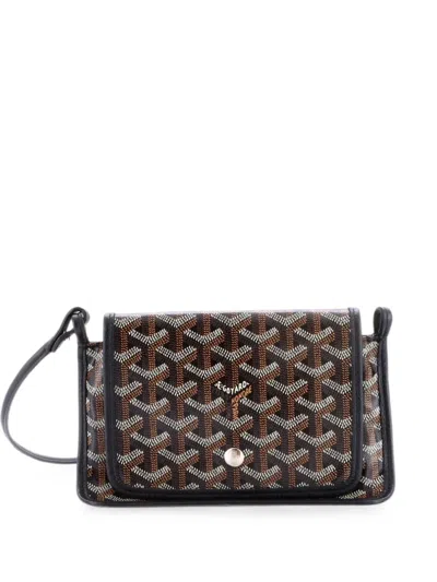 Pre-owned Goyard Plumet Clutch Wallet Coated Canvas Crossbody Bag In Black
