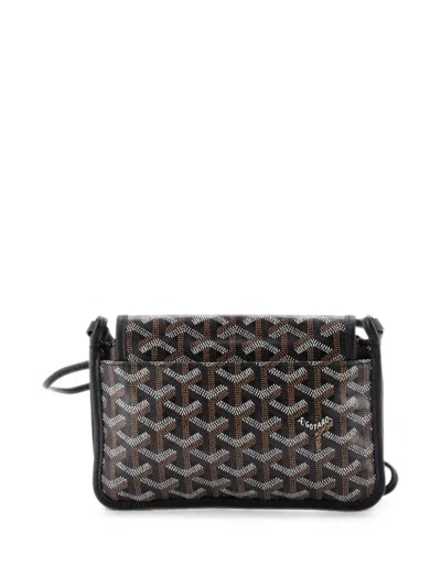 Pre-owned Goyard Plumet Clutch Wallet Coated Canvas Crossbody Bag In Black