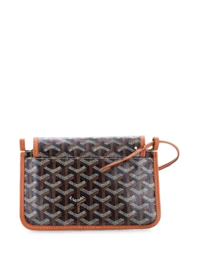 Pre-owned Goyard Plumet Clutch Wallet Coated Canvas Crossbody Bag In Black