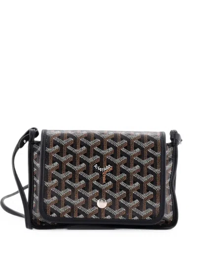 Pre-owned Goyard Plumet Clutch Wallet Coated Canvas Crossbody Bag In Black