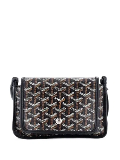 Pre-owned Goyard Plumet Clutch Wallet Coated Canvas Crossbody Bag In Black