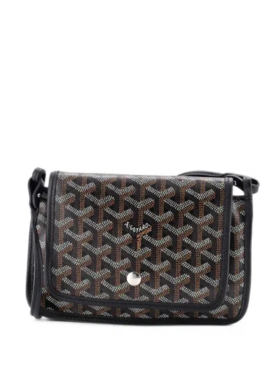 Pre-owned Goyard Plumet Clutch Wallet Coated Canvas Crossbody Bag In Black