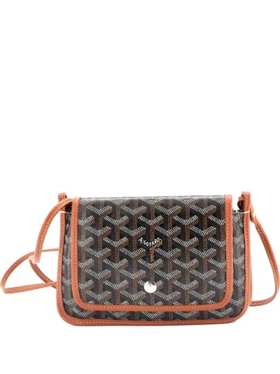 Pre-owned Goyard Plumet Clutch Wallet Coated Canvas Crossbody Bag In Brown