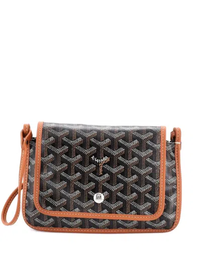 Pre-owned Goyard Plumet Clutch Wallet Coated Canvas Crossbody Bag In Brown