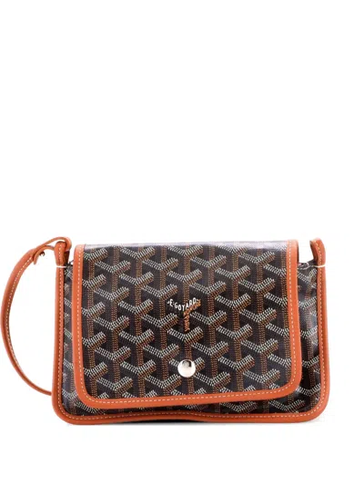 Pre-owned Goyard Plumet Clutch Wallet Coated Canvas Crossbody Bag In Brown