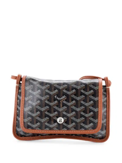 Pre-owned Goyard Plumet Clutch Wallet Coated Canvas Crossbody Bag In Brown