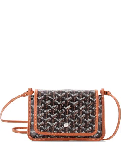 Pre-owned Goyard Plumet Clutch Wallet Coated Canvas Crossbody Bag In Brown