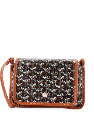 Pre-owned Goyard Plumet Clutch Wallet Coated Canvas Crossbody Bag In Brown