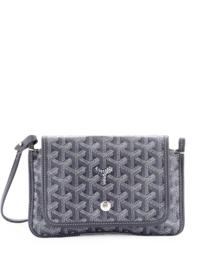 Pre-owned Goyard Plumet Clutch Wallet Coated Canvas Crossbody Bag In Gray