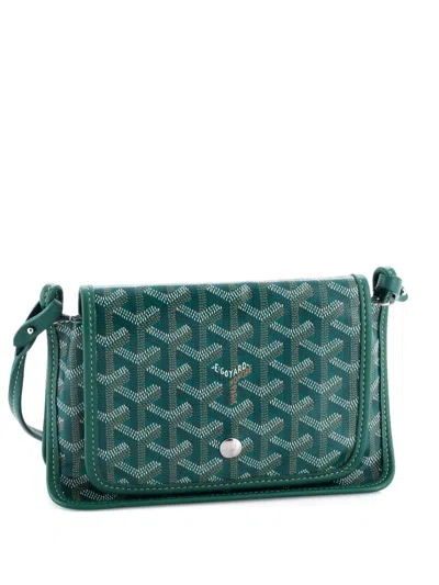 Pre-owned Goyard Plumet Clutch Wallet Coated Canvas Crossbody Bag In Green