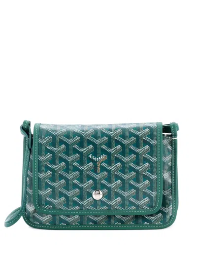 Pre-owned Goyard Plumet Clutch Wallet Coated Canvas Crossbody Bag In Green