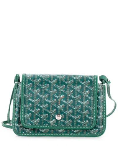 Pre-owned Goyard Plumet Clutch Wallet Coated Canvas Crossbody Bag In Green