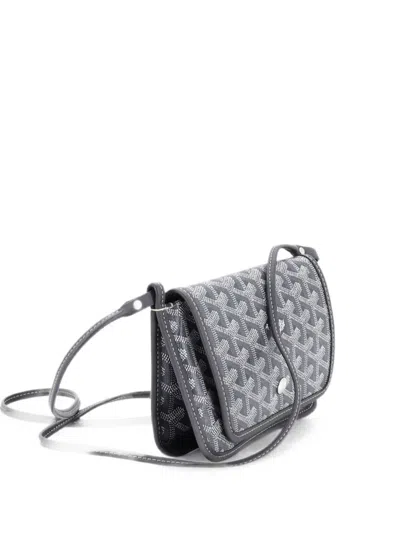Pre-owned Goyard Plumet Clutch Wallet Coated Canvas Crossbody Bag In Grey