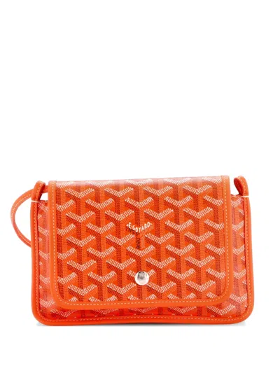 Pre-owned Goyard Plumet Clutch Wallet Coated Canvas Crossbody Bag In Orange