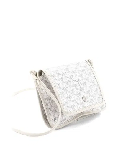 Pre-owned Goyard Plumet Clutch Wallet Coated Canvas Crossbody Bag In White