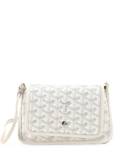 Pre-owned Goyard Plumet Clutch Wallet Coated Canvas Crossbody Bag In White