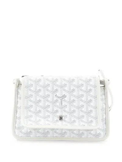 Pre-owned Goyard Plumet Clutch Wallet Coated Canvas Crossbody Bag In White