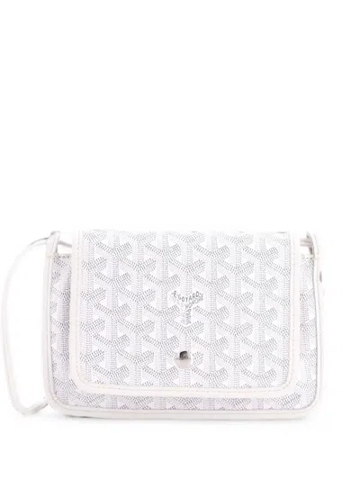 Pre-owned Goyard Plumet Clutch Wallet Coated Canvas Crossbody Bag In White