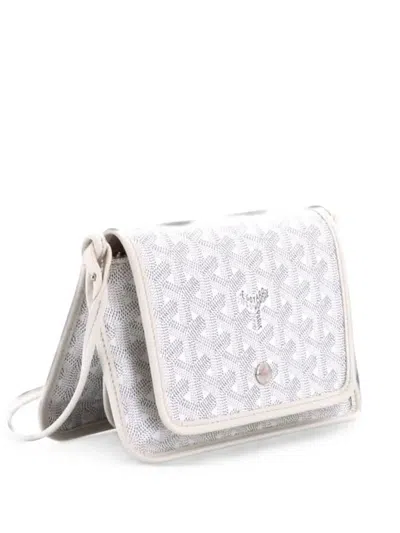 Pre-owned Goyard Plumet Clutch Wallet Coated Canvas Crossbody Bag In White