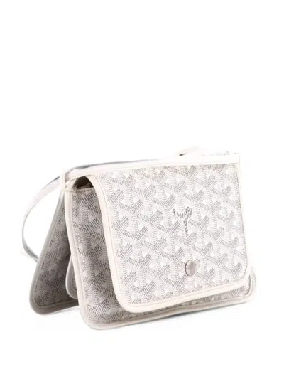 Pre-owned Goyard Plumet Clutch Wallet Coated Canvas Crossbody Bag In White
