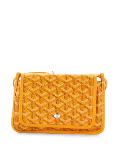 Pre-owned Goyard Plumet Clutch Wallet Coated Canvas Crossbody Bag In Yellow
