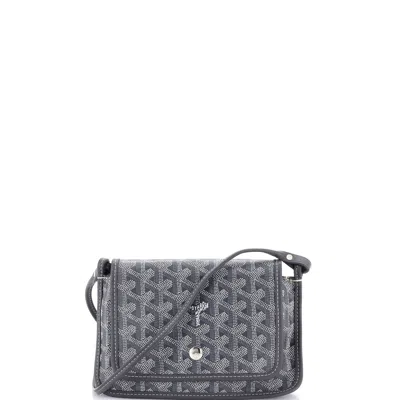 Pre-owned Goyard Plumet Clutch Wallet Coated Canvas In Gray