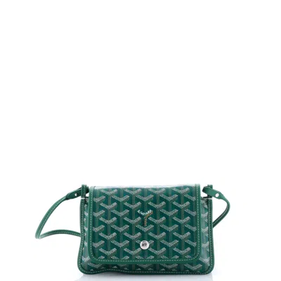 Pre-owned Goyard Plumet Clutch Wallet Coated Canvas In Green