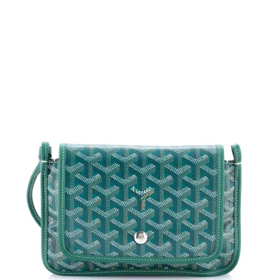 Pre-owned Goyard Plumet Clutch Wallet Coated Canvas In Green
