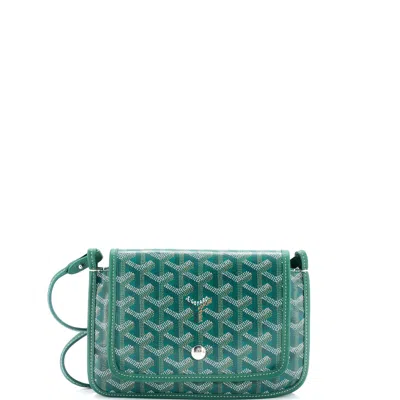 Pre-owned Goyard Plumet Clutch Wallet Coated Canvas In Green